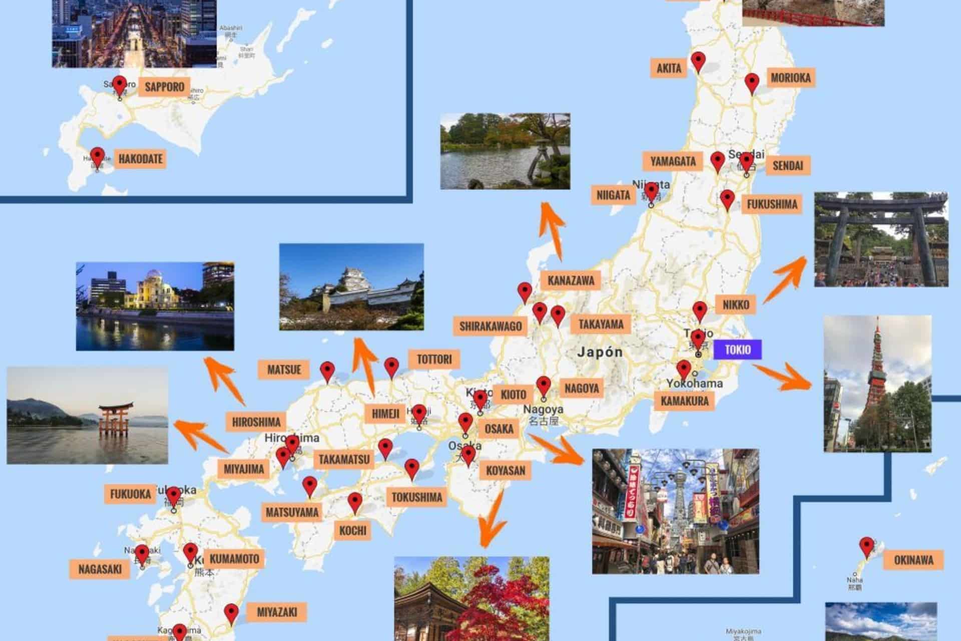 Carte du Japon (que voir + lieux d'intérêt) - Le Voyageur Holafly